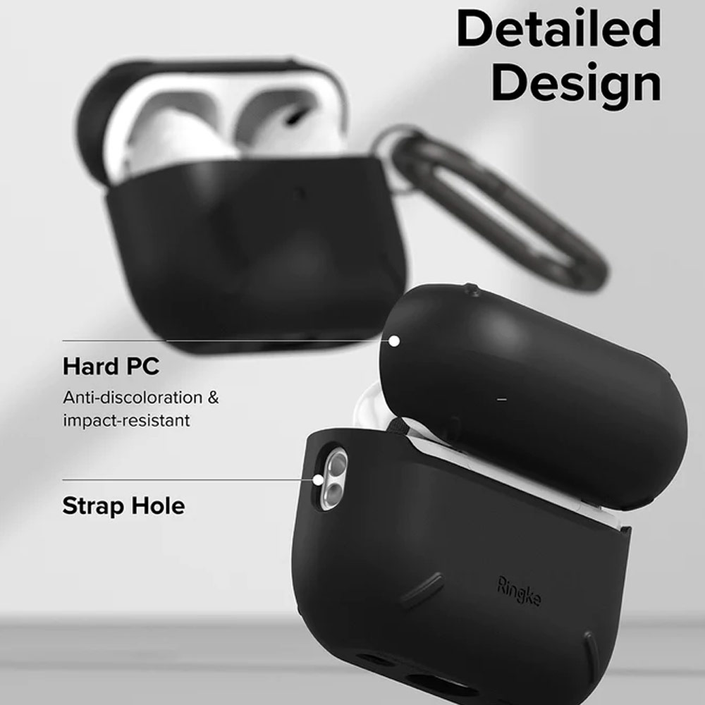 Picture of Apple Airpods Pro 2 Case | Ringke Layered Hard Protective Protection Case with Carabiner for Apple Airpods Pro 2 (Clear Purple)