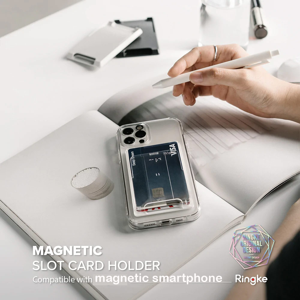 Picture of Ringke Magnetic Slot Card Holder Max Holder 3 Card with High Quality PC Material for Magnetic Smartphone and Magnetic Phone Case(Clear Mist)