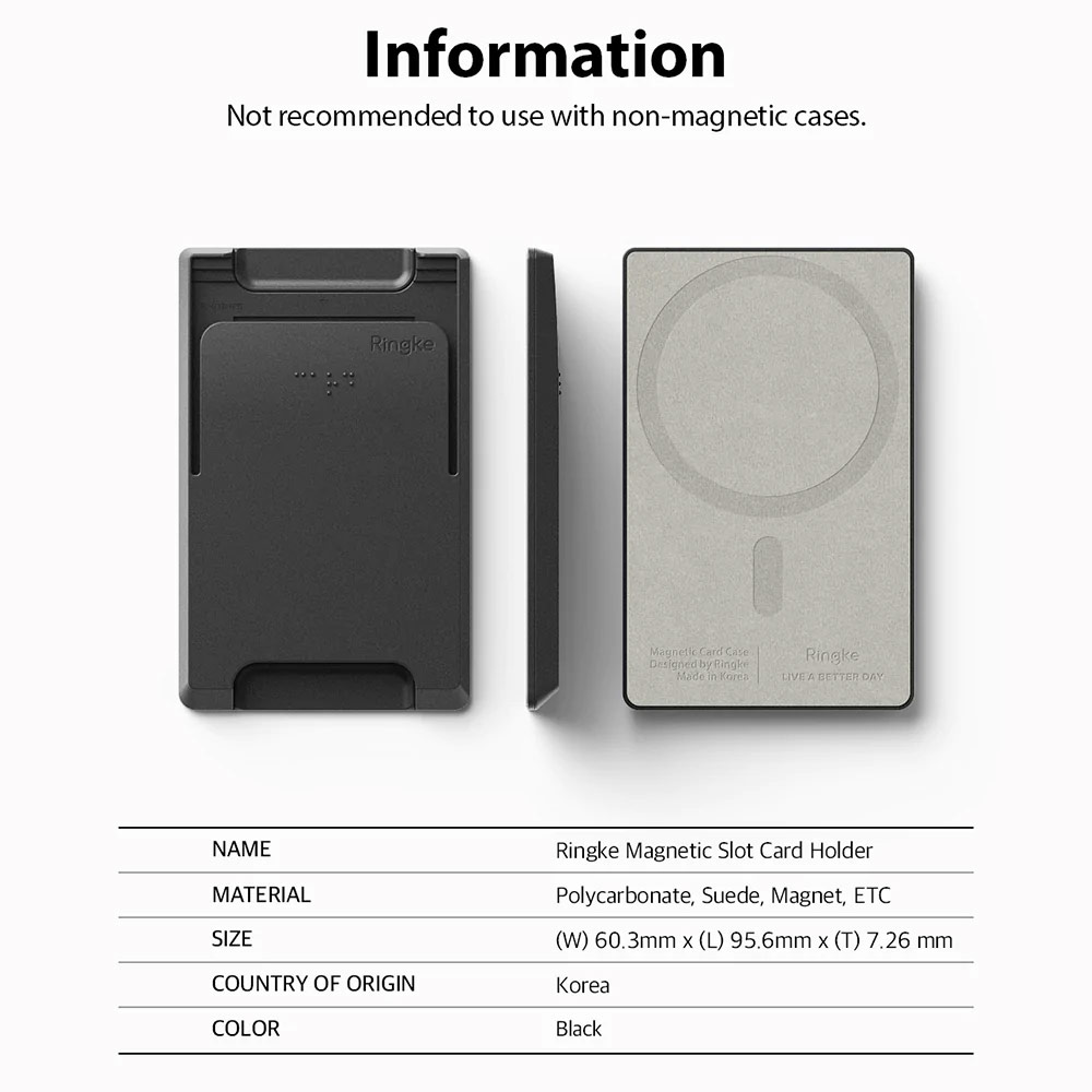 Picture of Ringke Magnetic Slot Card Holder Max Holder 3 Card with High Quality PC Material for Magnetic Smartphone and Magnetic Phone Case(Clear Mist)