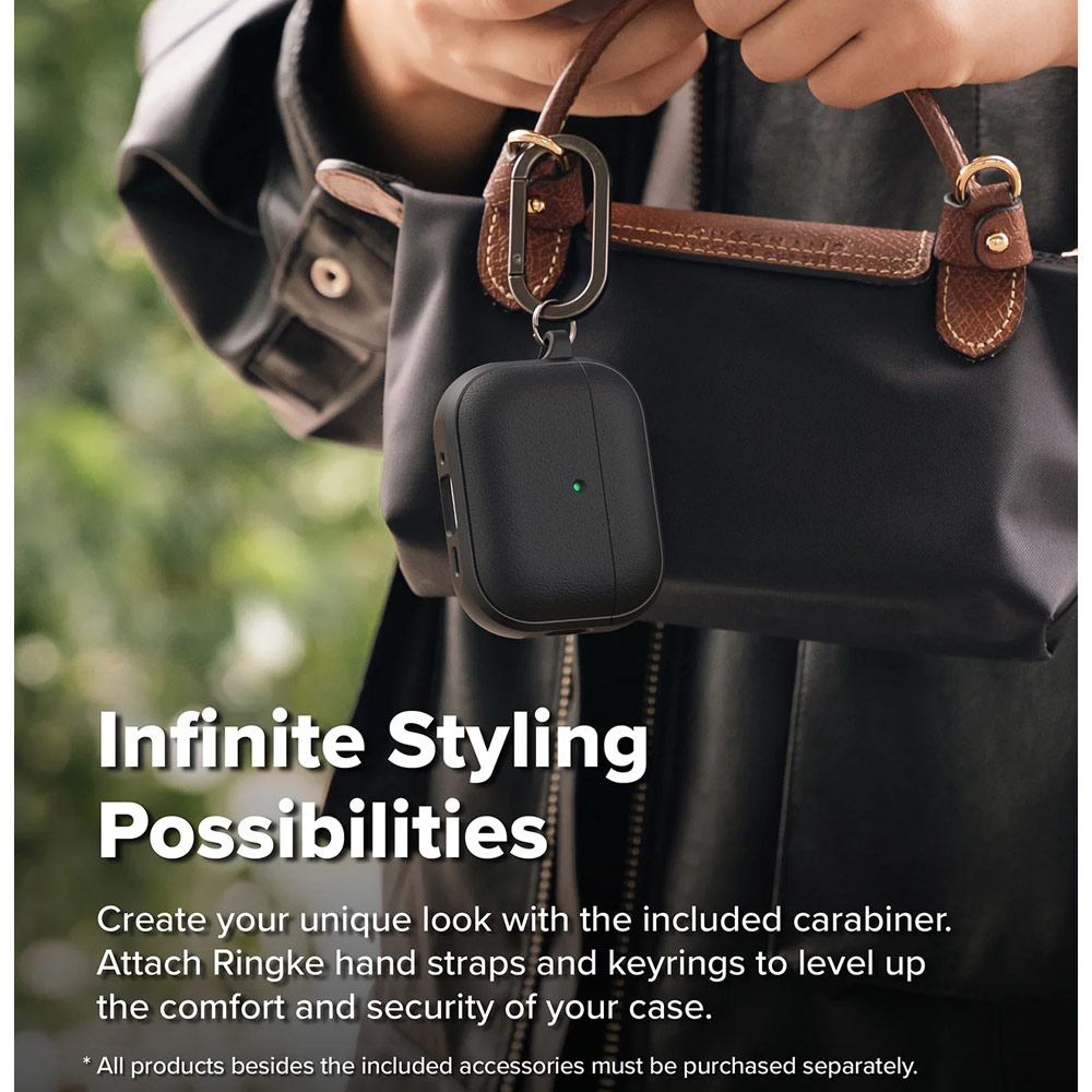 Picture of Apple Airpods Pro 3 Case | Ringke Onyx Magnetic Protective Protection Rugged Case with Carabiner for Apple Airpods Pro 3 (Black)