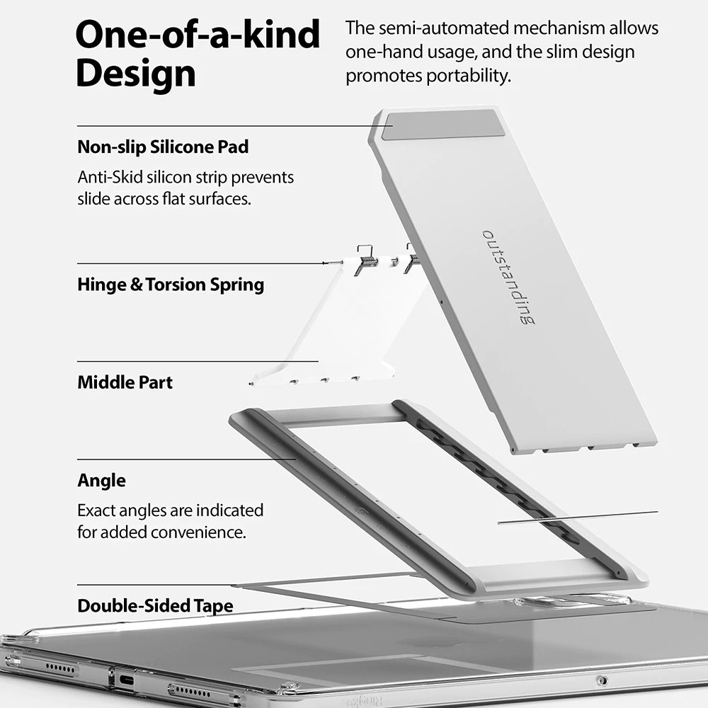Picture of Ringke Outstanding Universal Kickstand Stick On Tablets Stand for iPad iPad Air (Dark Gray)