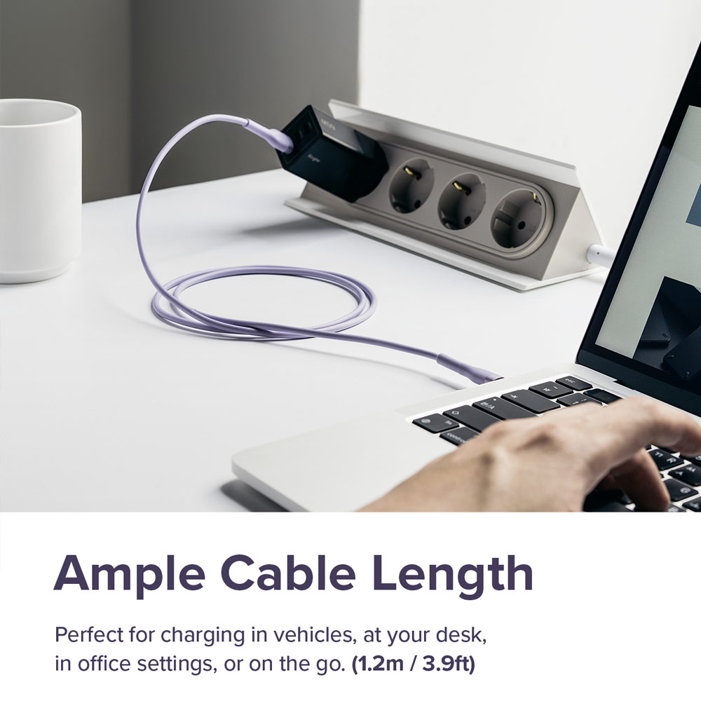 Picture of Ringke Pastel TPE Durable Cable with Cable Tie Organizer QC2.0 Fast Charge USB A to Type C (Purple 120cm)