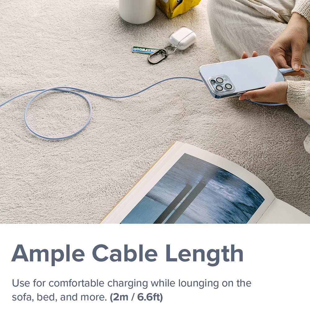 Picture of Ringke Pastel TPE Durable Cable with Cable Tie Organizer QC2.0 Fast Charge USB A to Type C (Blue 200cm)