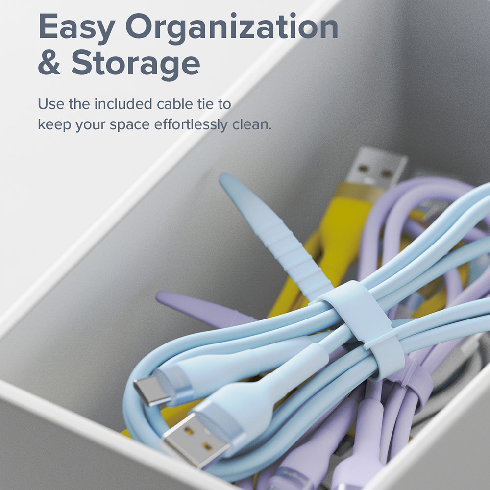 Picture of Ringke Pastel TPE Durable Cable with Cable Tie Organizer QC2.0 Fast Charge USB A to Type C (Blue 200cm)