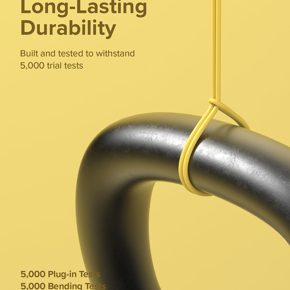 Picture of Ringke Pastel TPE Durable Cable with Cable Tie Organizer QC2.0 Fast Charge USB A to Type C (Yellow 200cm)