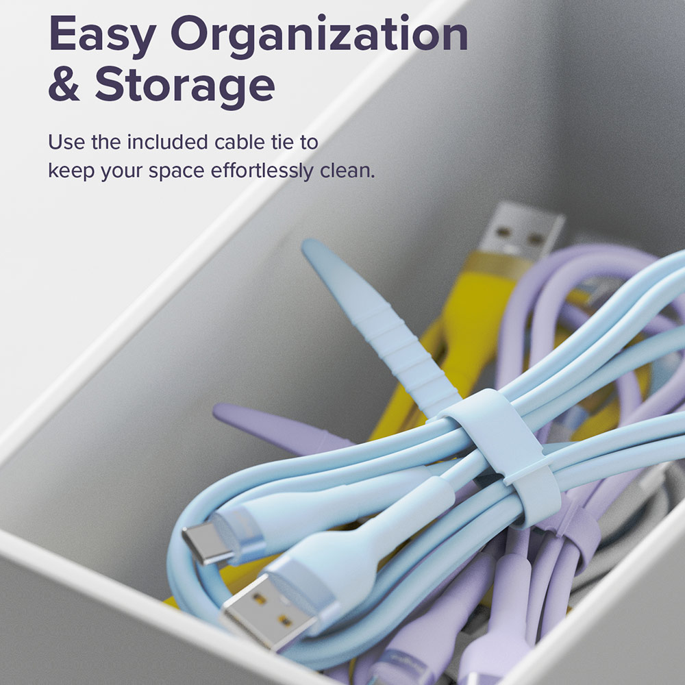 Picture of Ringke Pastel TPE Durable Cable with Cable Tie Organizer 2.4A Fast Charge USB A to Lightning (Purple 120cm)