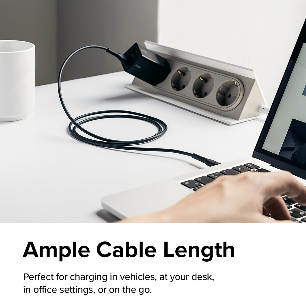 Picture of Ringke Pastel TPE Durable Cable with Cable Tie Organizer 20W Fast Charge USB C to Lightning (Black 120cm)