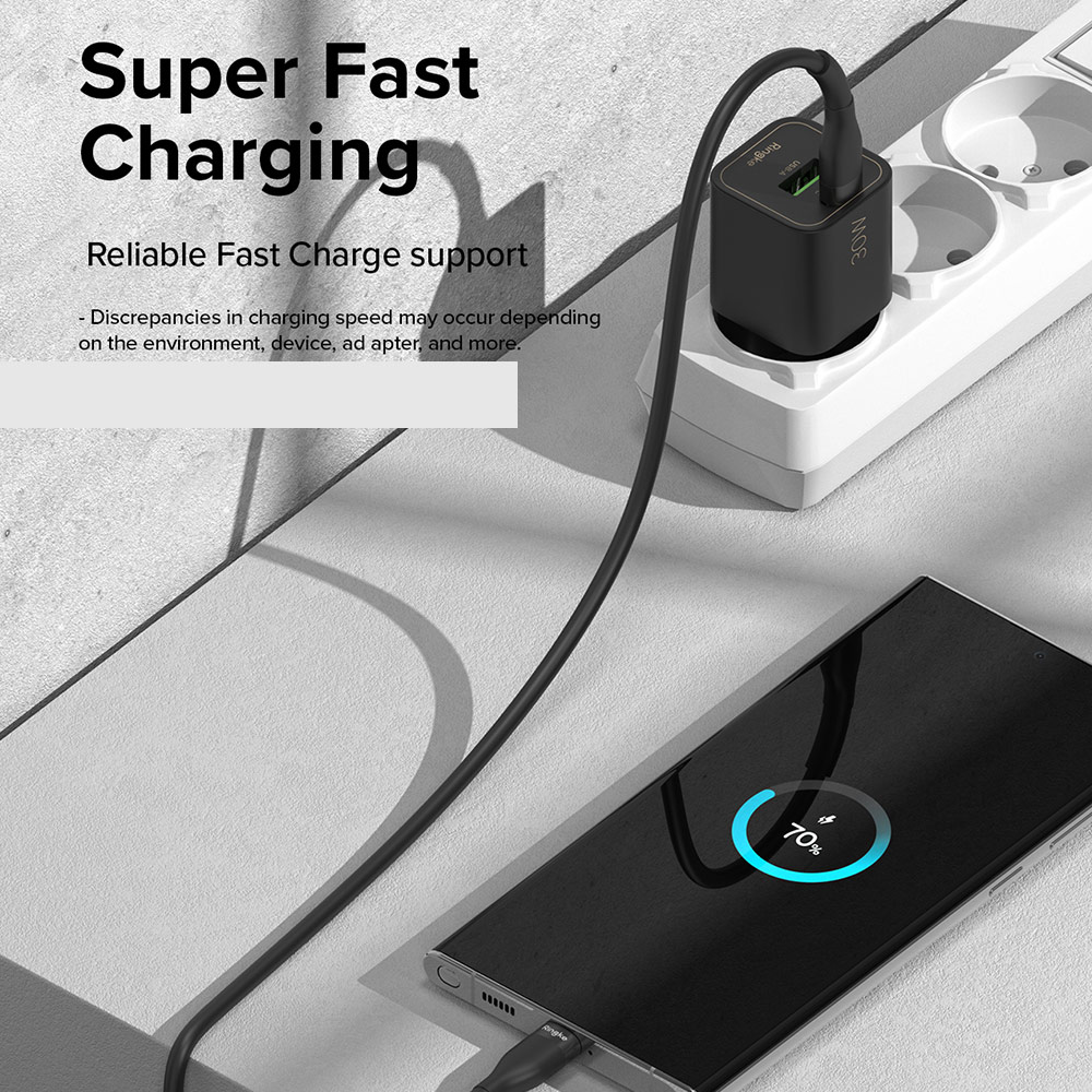 Picture of Ringke Pastel TPE Durable Cable with Cable Tie Organizer 3A Max 60W Fast Charge USB C to Type C (Black 120cm)