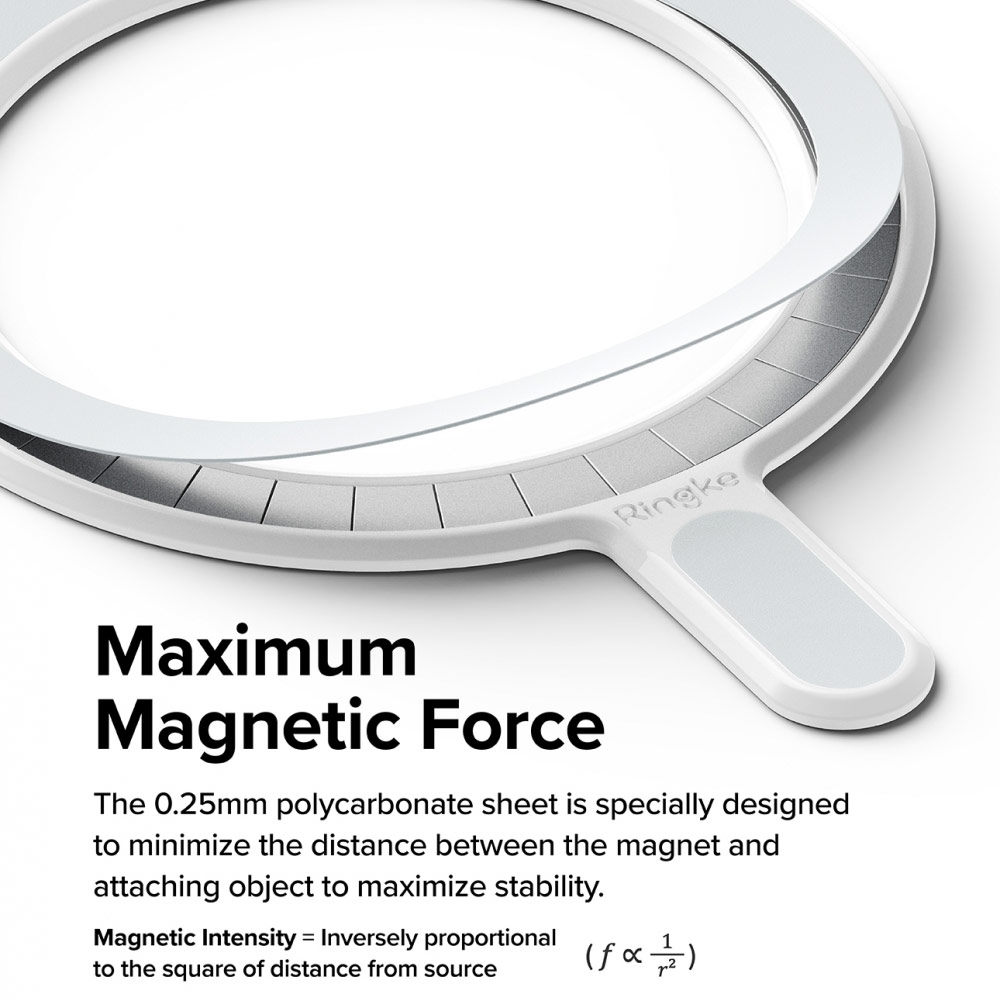 Picture of Ringke Magnetic Plate Compatible with MagSafe Accessories Universal Adhesive Magnet Stickers with PU leather covered with Installation Attachment Guide (White)