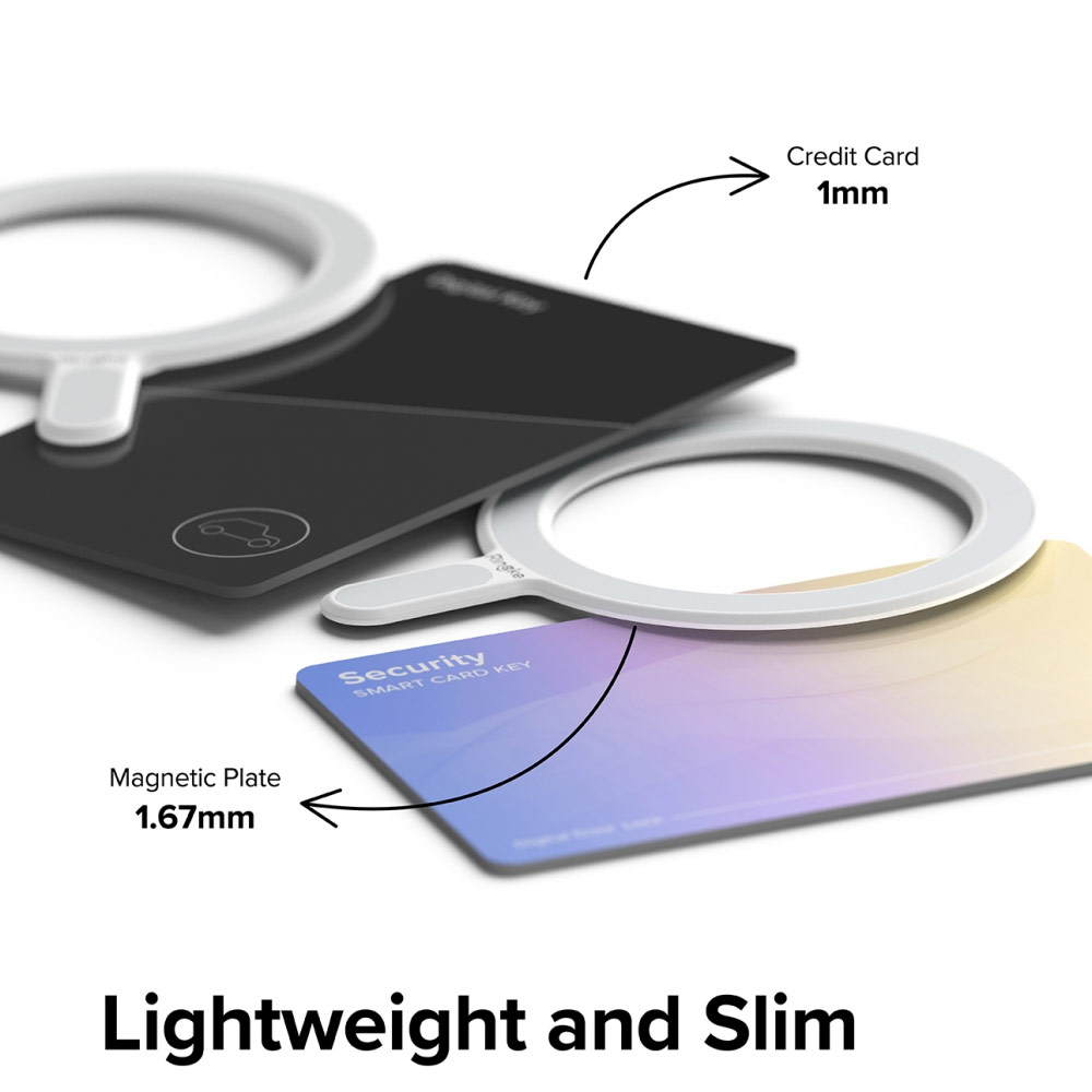 Picture of Ringke Magnetic Plate Compatible with MagSafe Accessories Universal Adhesive Magnet Stickers with PU leather covered with Installation Attachment Guide (White)