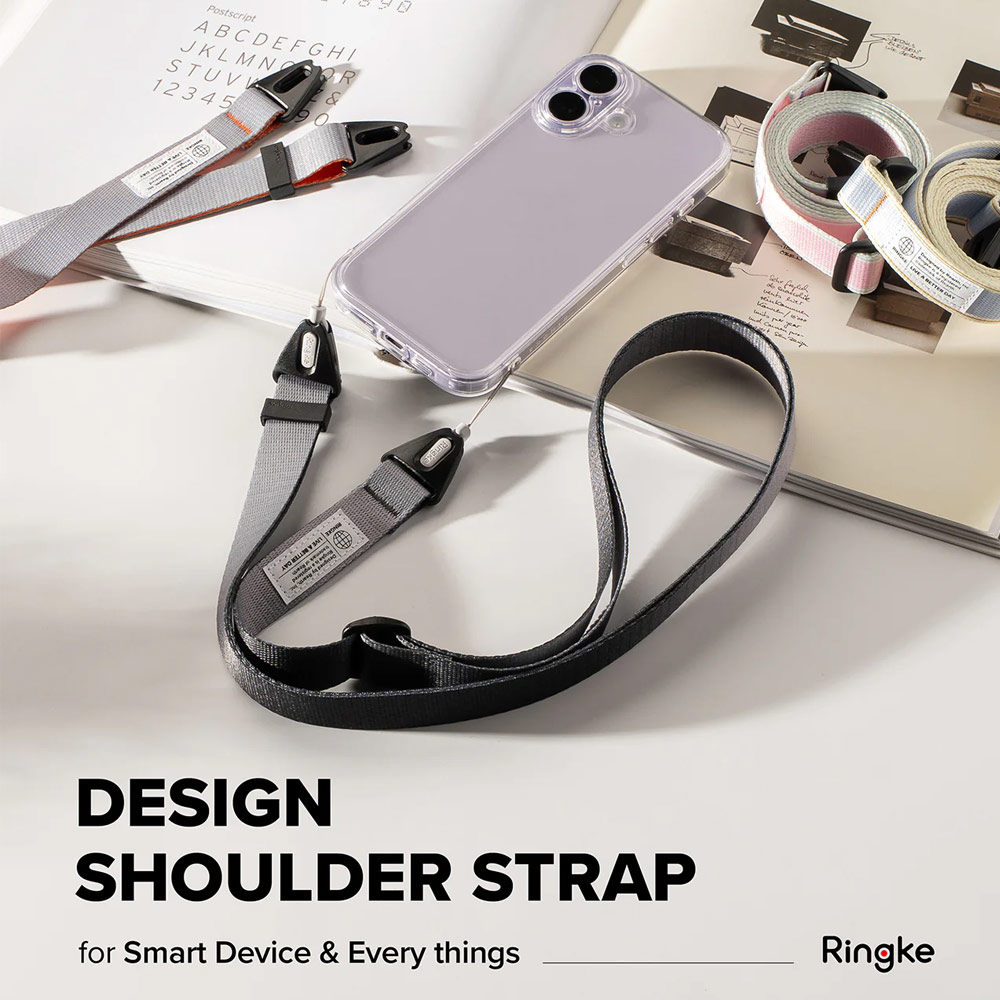 Picture of Ringke High density polyester Shoulder Strap for Perfect for daily use traveling hiking smartphone Portable Handheld Fan Strap (Stripe Pink)