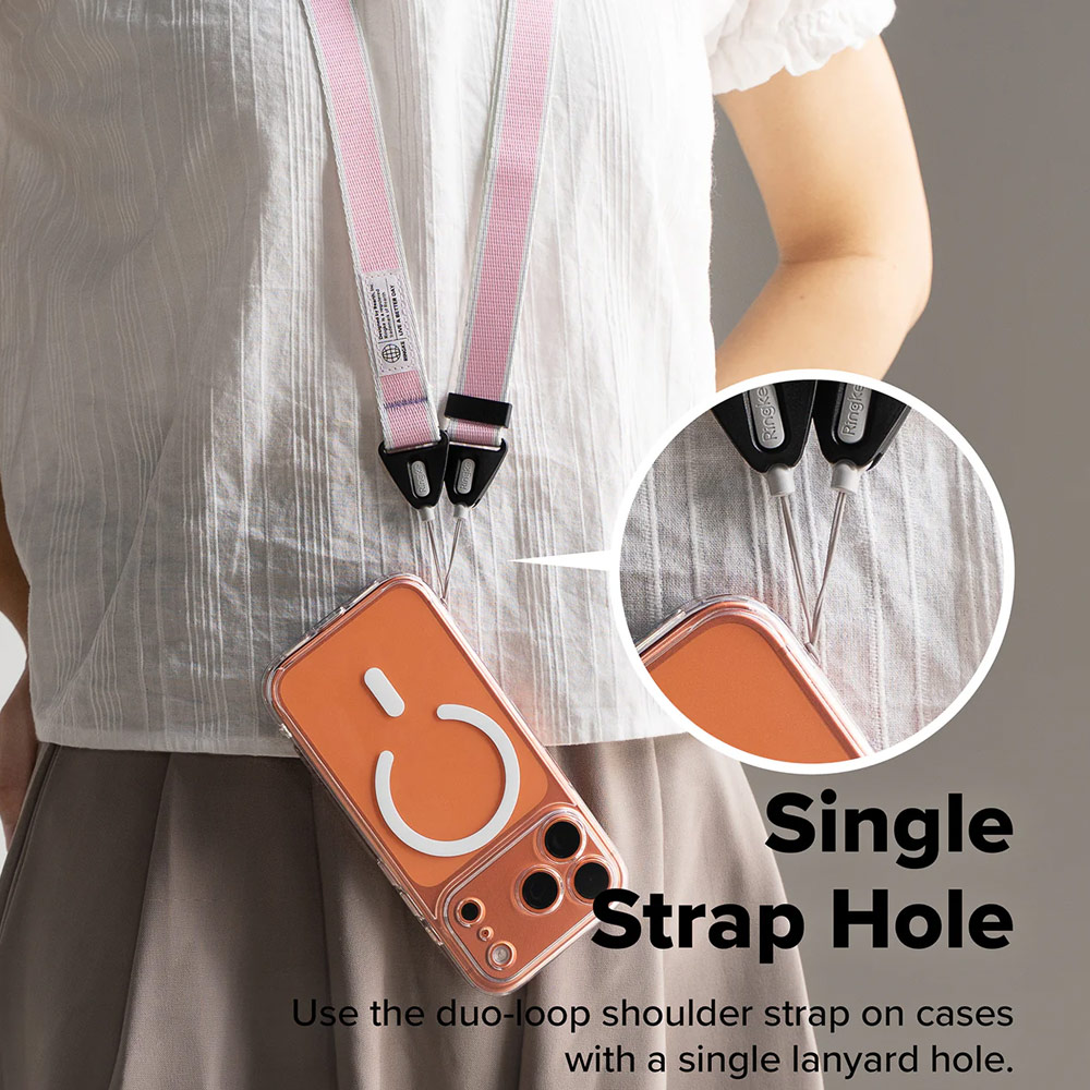 Picture of Ringke High density polyester Shoulder Strap for Perfect for daily use traveling hiking smartphone Portable Handheld Fan Strap (Stripe Pink)