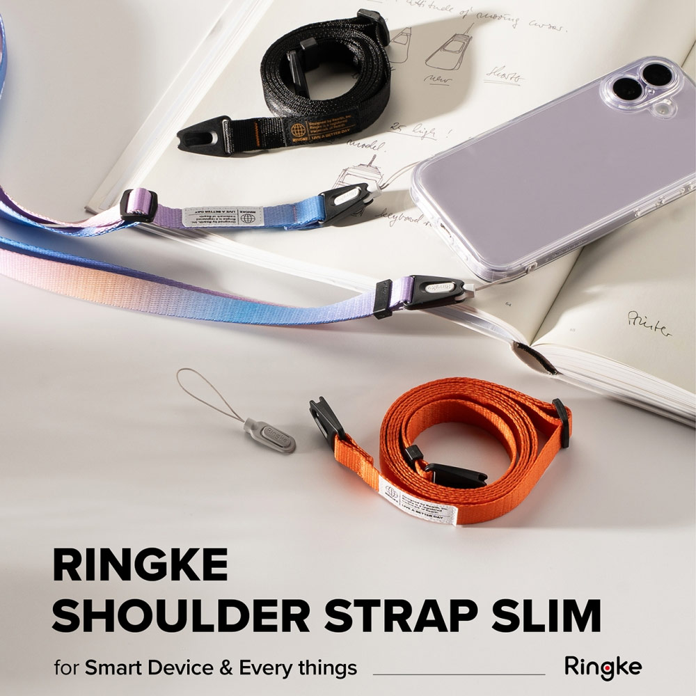 Picture of Ringke High density polyester Slim Shoulder Strap for Perfect for daily use traveling hiking smartphone Portable Handheld Fan Strap (Black)