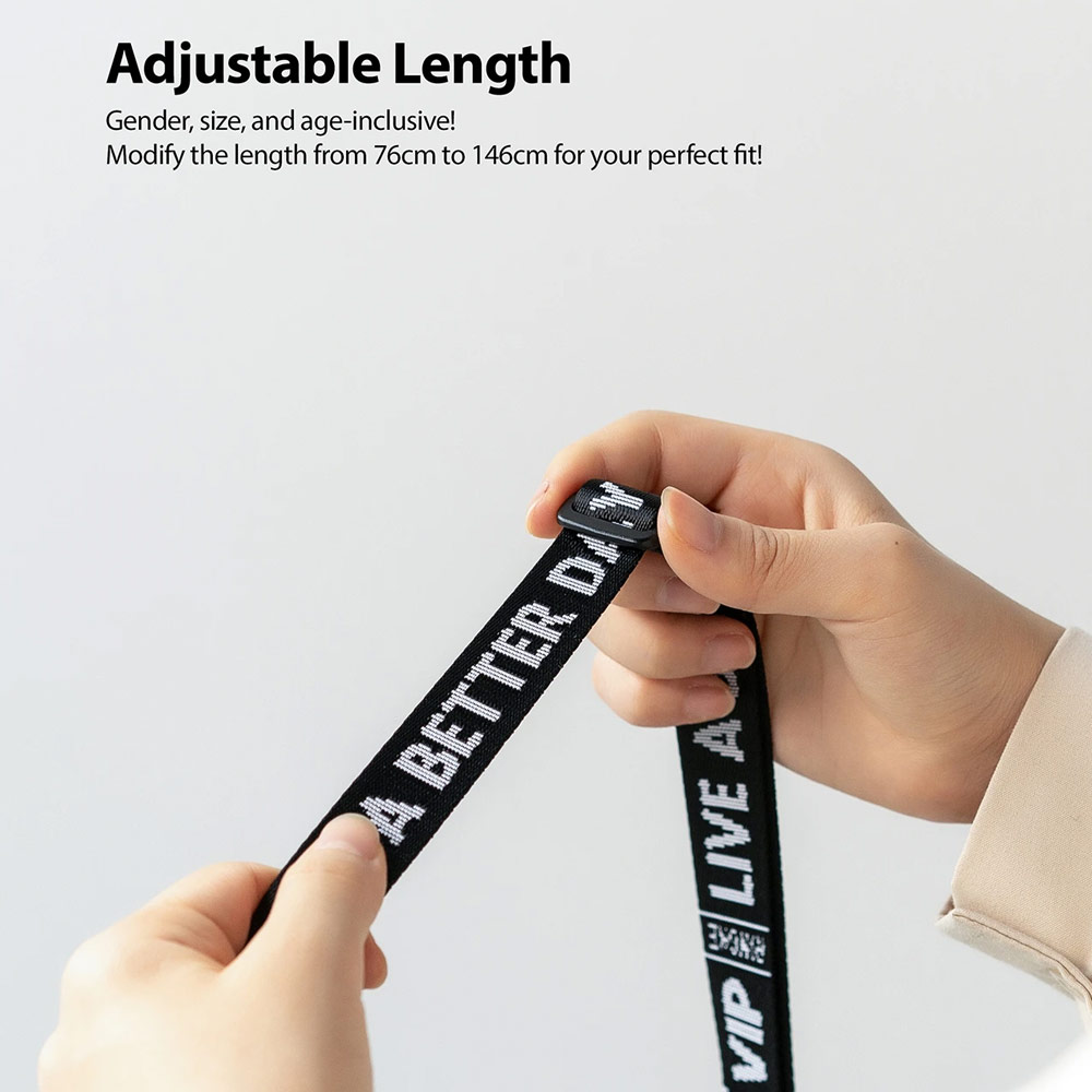 Picture of Ringke Shoulder Strap Smartphone Case Strap Camera Strap Airpods Pro Airpods 3 Strap with Buckle (Lettering Ticket Band 2 Black)