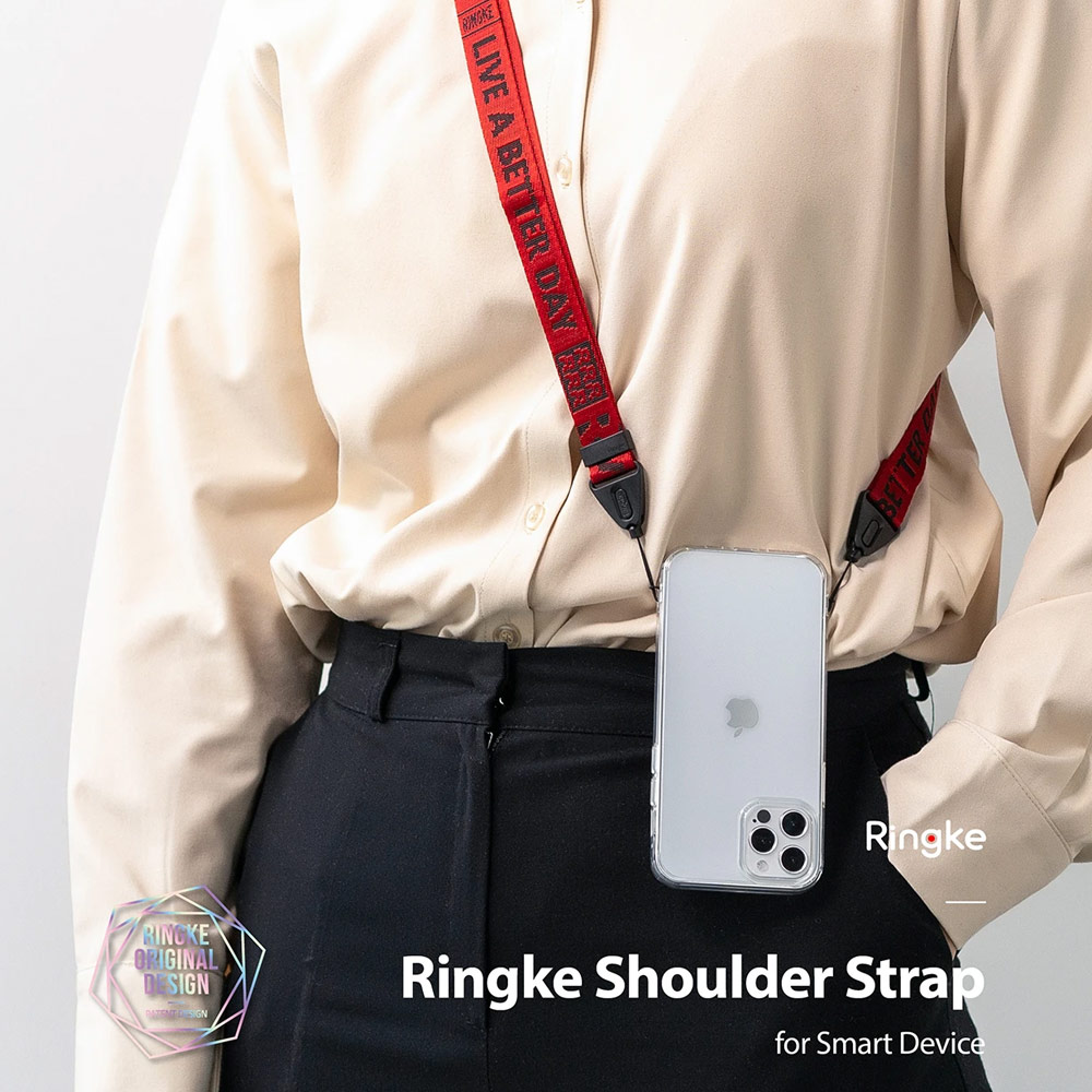 Picture of Ringke Shoulder Strap Smartphone Case Strap Camera Strap Airpods Pro Airpods 3 Strap with Buckle (Lettering Ticket Band 2 Red)