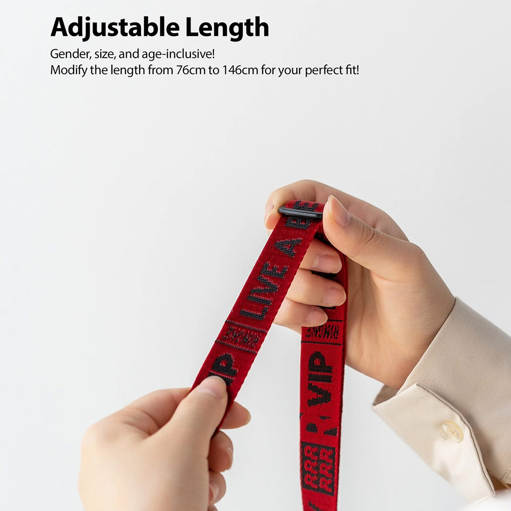 Picture of Ringke Shoulder Strap Smartphone Case Strap Camera Strap Airpods Pro Airpods 3 Strap with Buckle (Lettering Ticket Band 2 Red)