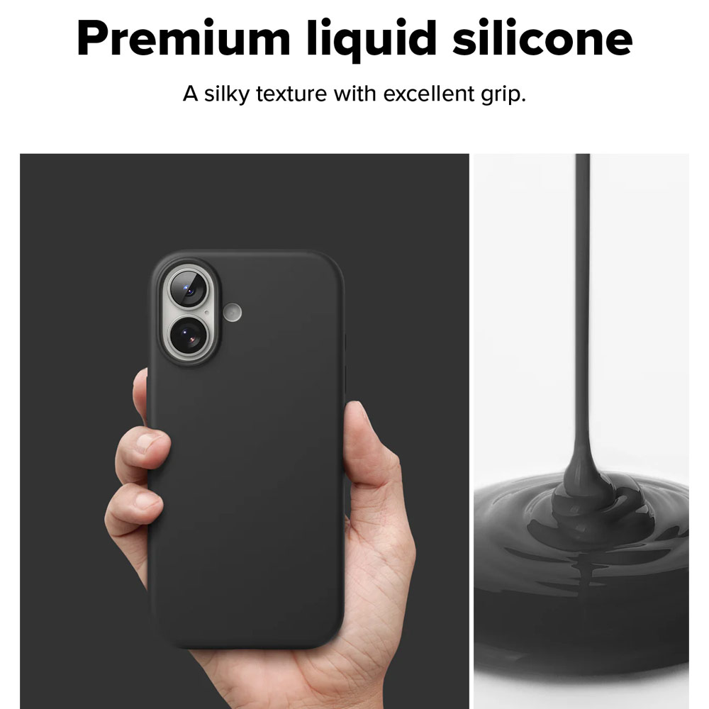 Picture of Apple iPhone 17 6.3 Case | Ringke Silicone Magnetic Soft Liquid Silicone Drop Protection Case with Camera Control Button for iPhone 17 6.3 (Black)