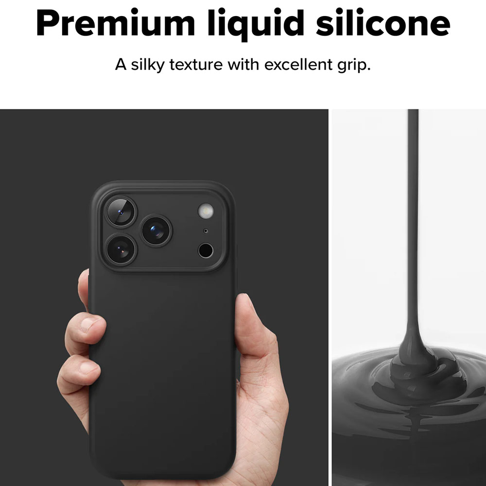 Picture of Apple iPhone 17 Pro Max 6.9 Case | Ringke Silicone Magnetic Soft Liquid Silicone Drop Protection Case with Camera Control Button for iPhone 17 Pro Max 6.9 (Black)