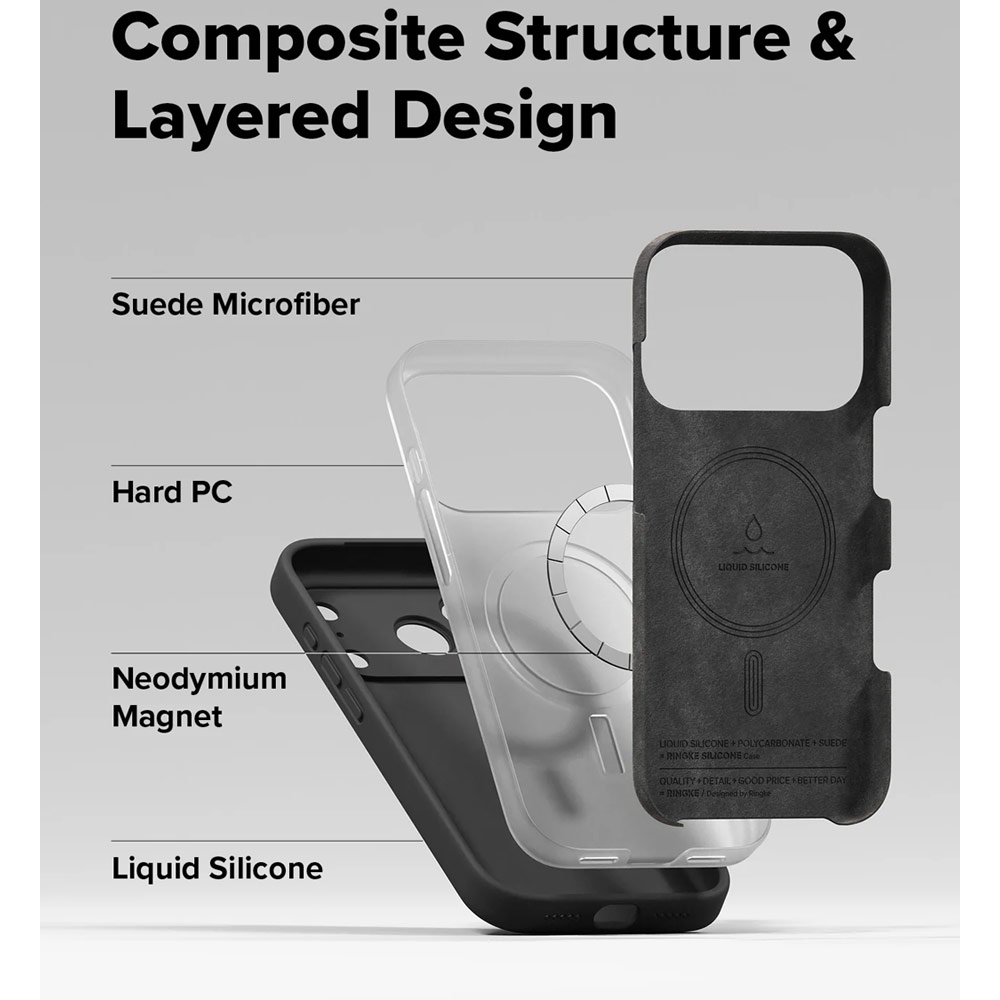 Picture of Apple iPhone 17 Pro Max 6.9 Case | Ringke Silicone Magnetic Soft Liquid Silicone Drop Protection Case with Camera Control Button for iPhone 17 Pro Max 6.9 (Black)
