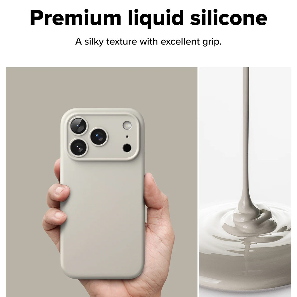 Picture of Apple iPhone 17 Pro Max 6.9 Case | Ringke Silicone Magnetic Soft Liquid Silicone Drop Protection Case with Camera Control Button for iPhone 17 Pro Max 6.9 (Stone)
