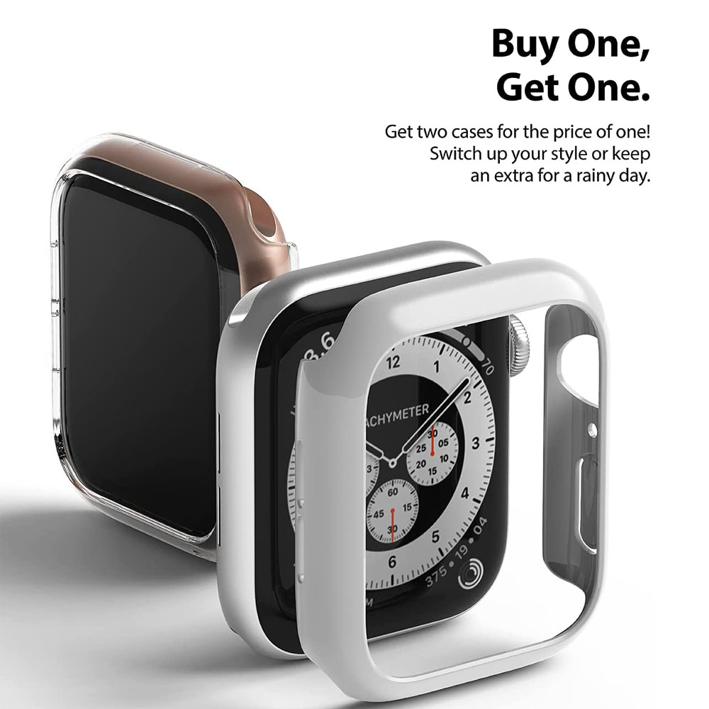 Picture of Apple Watch 44mm Case | Ringke Slim Perfect Fit Case for Apple Watch Series 4 5 6 SE 44mm (2 PACK with Clear and Light Gray)