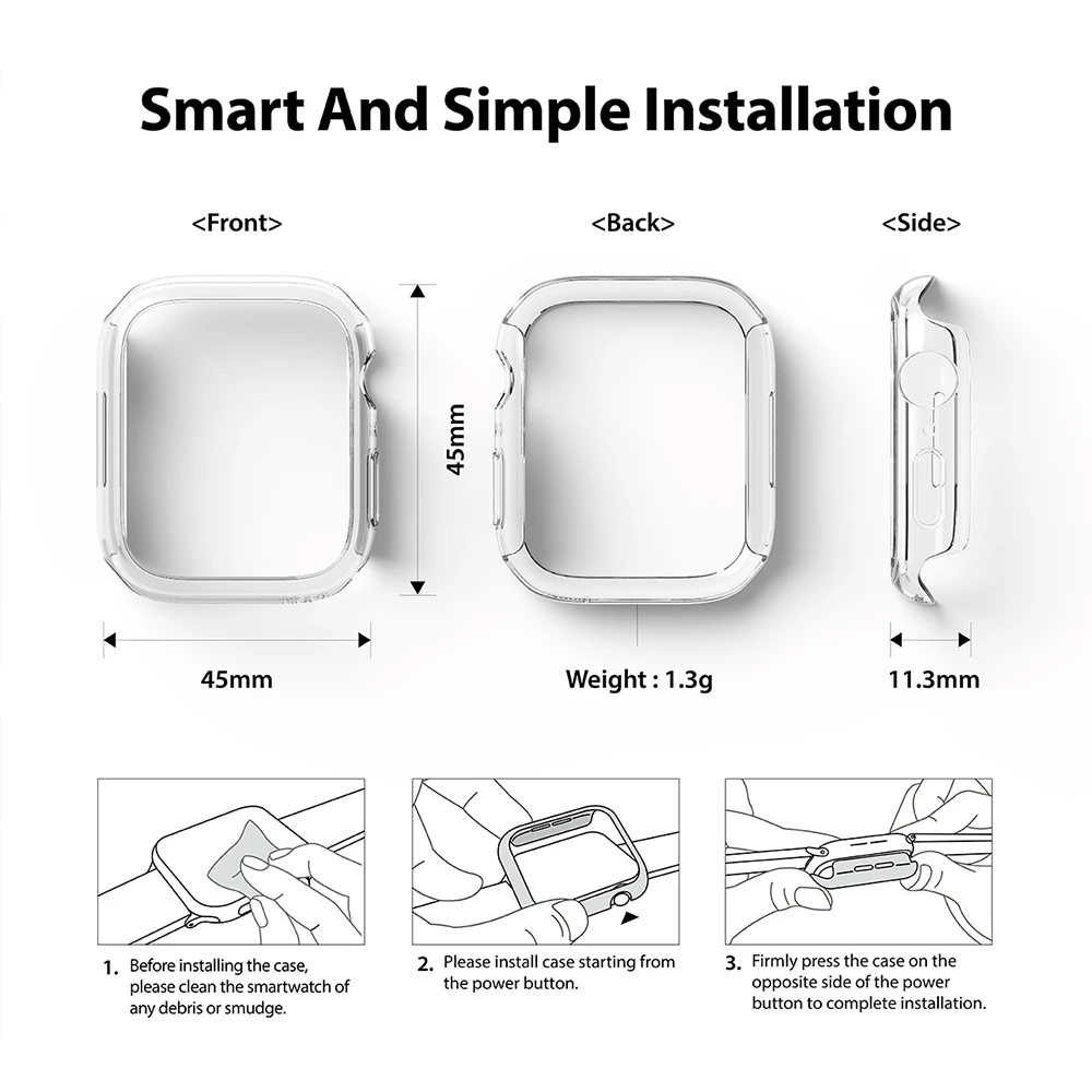 Picture of Apple Watch 45mm Case | Ringke Slim Perfect Fit Case for Apple Watch Series 7 8 9 45mm  (2 PACK Clear)