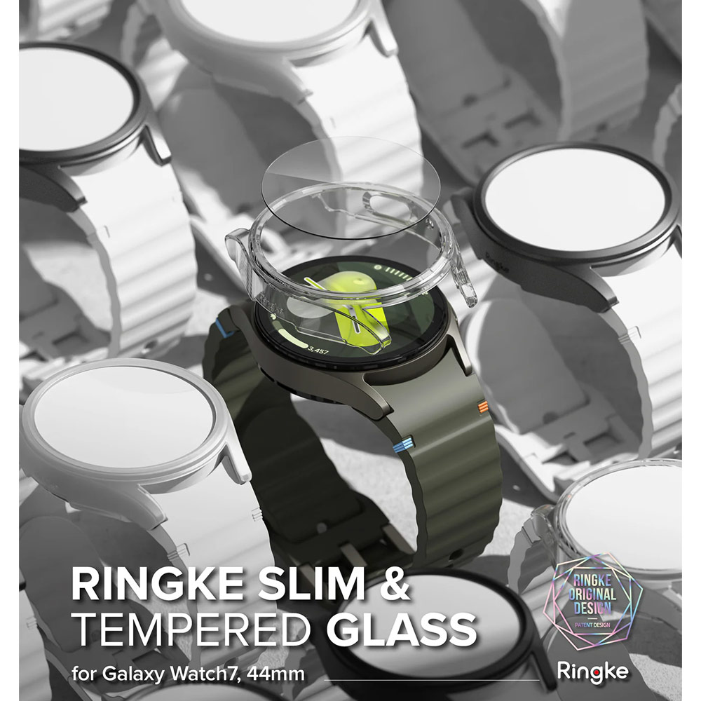 Picture of Samsung Galaxy Watch 7 44mm Case | Ringke Slim Case and Tempered Glass Screen Protector for Samsung Galaxy Watch 7 44mm (Clear)