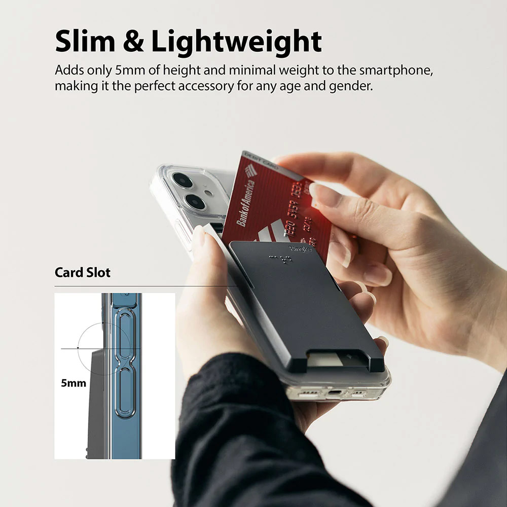 Picture of Ringke Slot Card Holder Max Holder 3 Card 3M Adhesive Sticker with High Quality PC Material for Smartphone (Dark Gray)