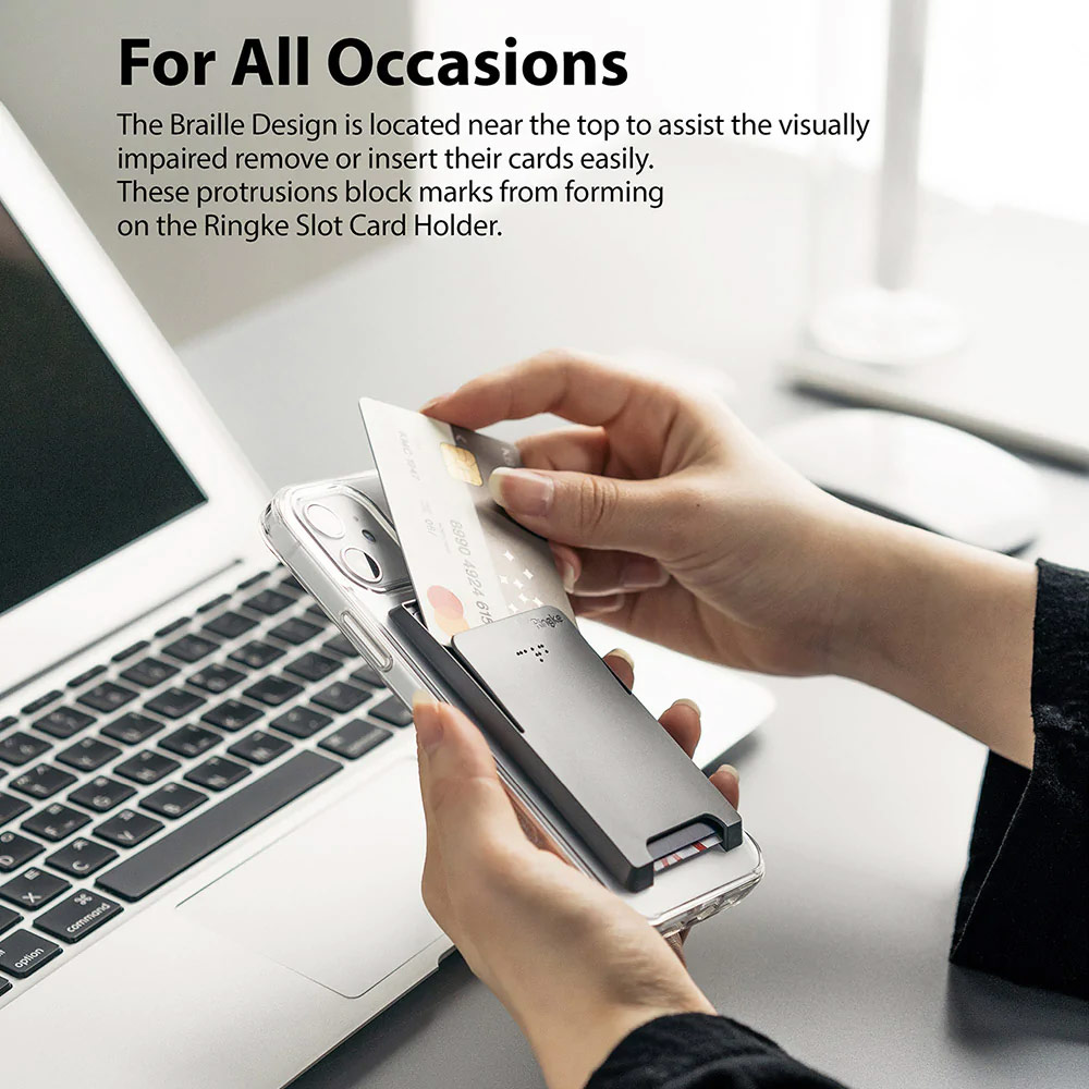Picture of Ringke Slot Card Holder Max Holder 3 Card 3M Adhesive Sticker with High Quality PC Material for Smartphone (Dark Gray)
