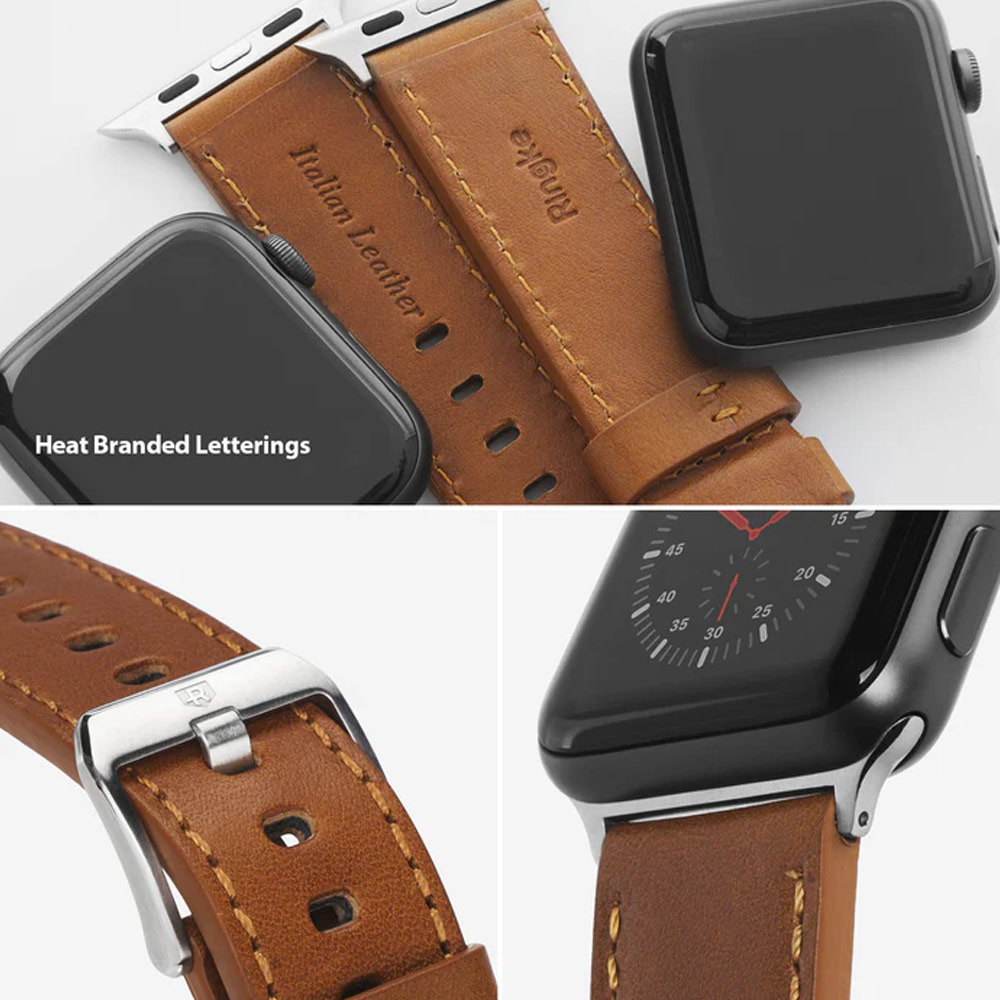 Picture of Apple Watch 49mm	Ultra 2  | Ringke Genuine Leather One Classic Strap for Apple Watch Series 4 5 6 8 9 42mm 44mm 45mm 49mm Ultra (Brown)