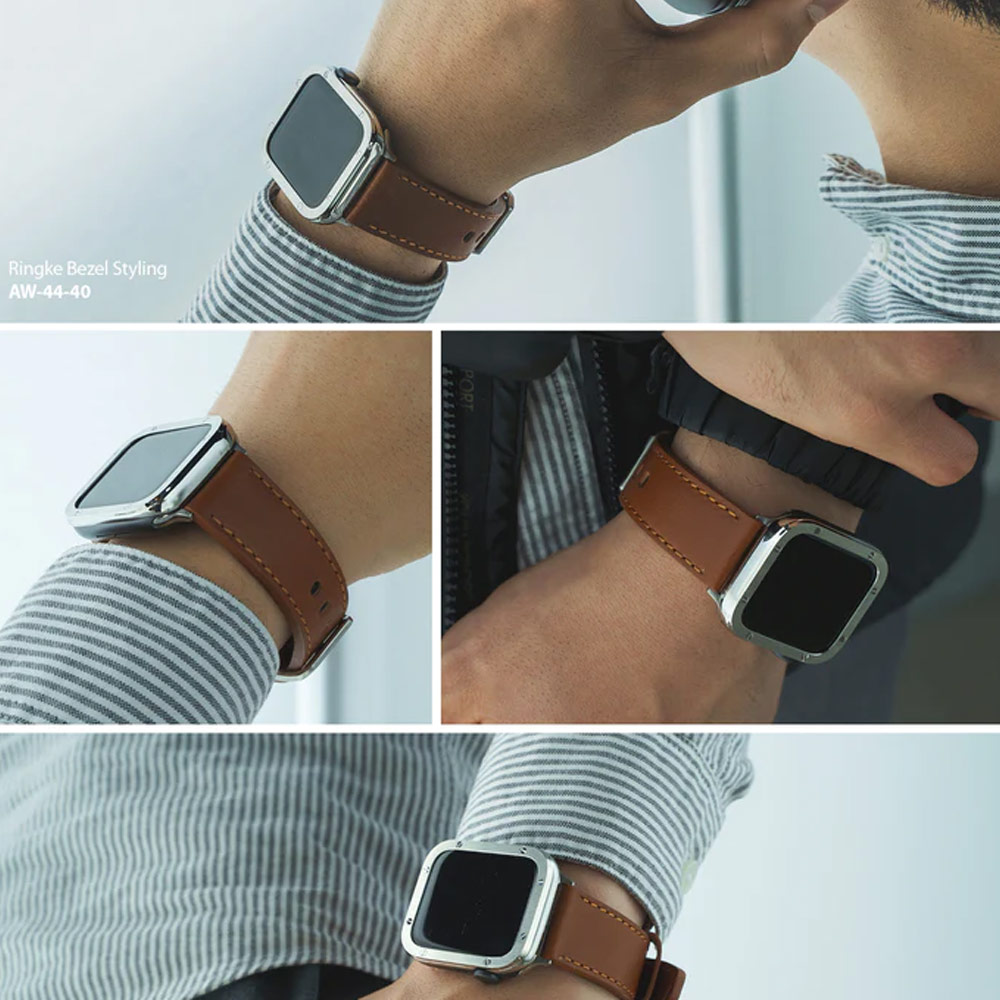 Picture of Apple Watch 49mm	Ultra 2  | Ringke Genuine Leather One Classic Strap for Apple Watch Series 4 5 6 8 9 42mm 44mm 45mm 49mm Ultra (Brown)