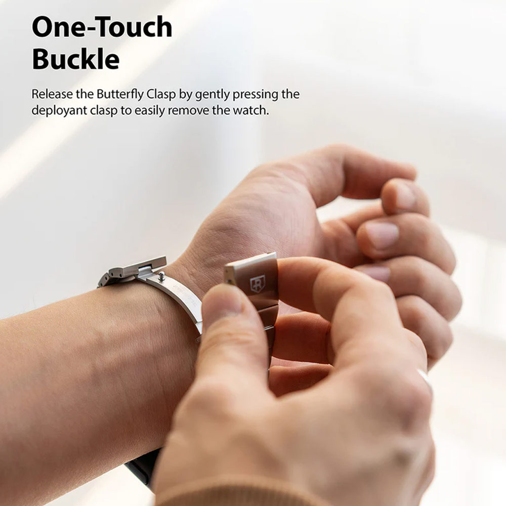 Picture of Apple Watch 49mm	Ultra  | Ringke Stainless Steel Metal One Band Alpha Strap for Apple Watch Series 4 5 6 8 42mm 44mm 45mm 49mm Ultra (Silver)