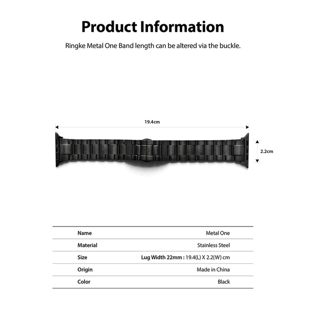 Picture of Apple Watch 42mm  | Ringke Stainless Steel Metal One Band Strap for Apple Watch Series 4 5 6 8 42mm 44mm 45mm 49mm Ultra (Silver)