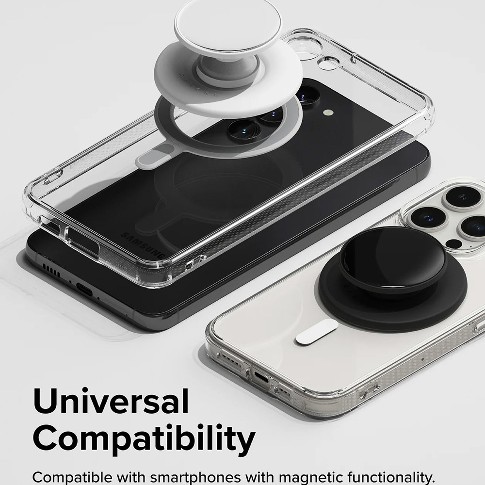 Picture of Ringke Tok Magnetic Grip Stand Holder Popsocket similar Grip Holder (Glossy White)