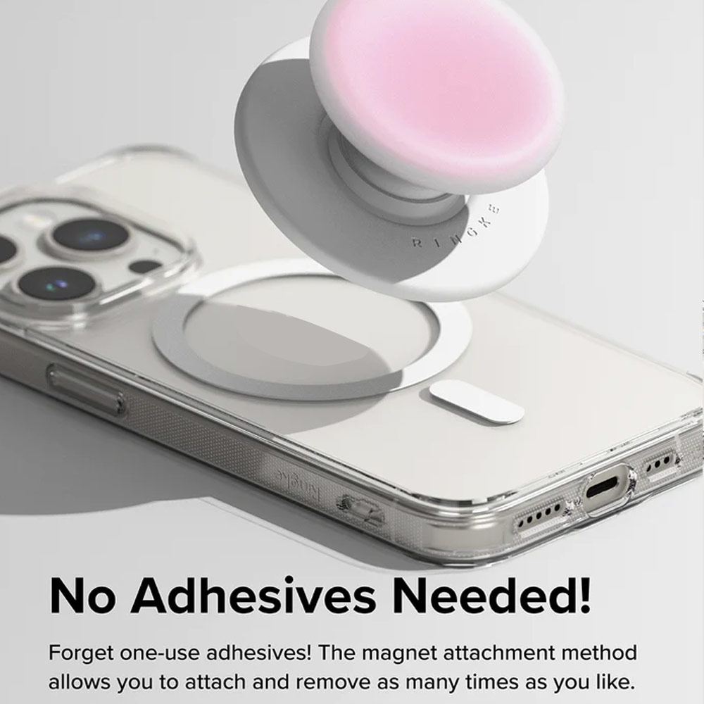 Picture of Ringke Tok Magnetic Grip Stand Holder Popsocket similar Grip Holder (Ice White)