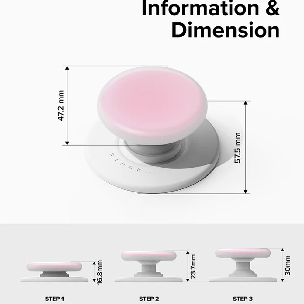 Picture of Ringke Tok Magnetic Grip Stand Holder Popsocket similar Grip Holder (Ice White)