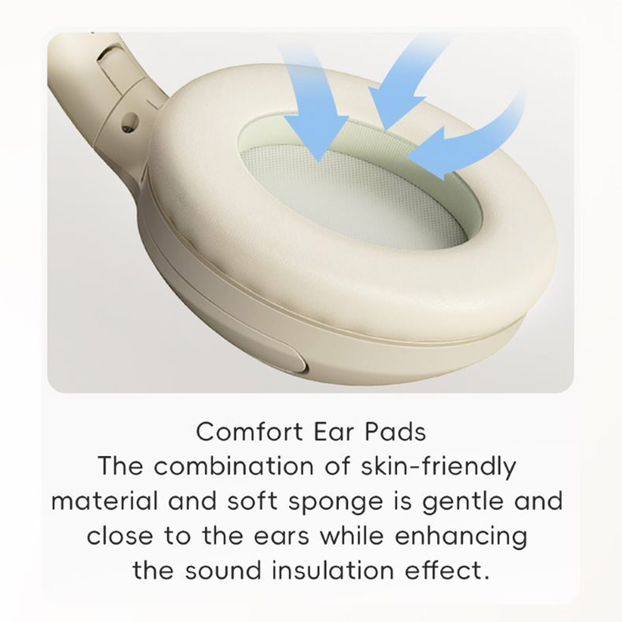 Picture of Rock O3 Bluetooth Wireless Headphone with ANC noise cancellation Foldable Soft PU Over Ear Cushion (Beige)