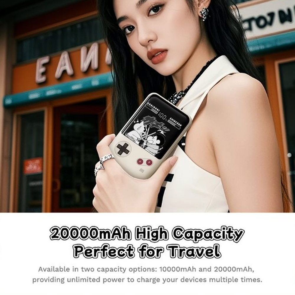 Picture of Rock CCC 3C Certified Power Bank Mini Compact Size PD 20W 20000mAh Travel Portable Small Palm Size Compact Mini Power Bank powerbank with Multiple Built in Cable USB C USB L (Crayon Shin Chan)