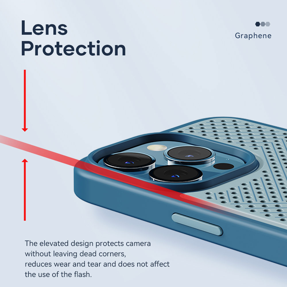 Picture of Apple iPhone 14 Pro 6.1 Case | Rock Graphene Super Heat Dissipation Drop Protection Case For Gaming Gamer for iPhone 14 Pro 6.1 (Blue)