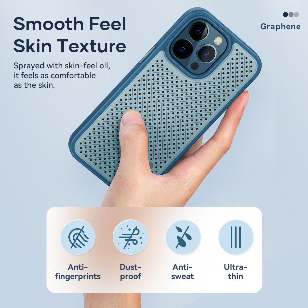Picture of Apple iPhone 14 Pro 6.1 Case | Rock Graphene Super Heat Dissipation Drop Protection Case For Gaming Gamer for iPhone 14 Pro 6.1 (Blue)