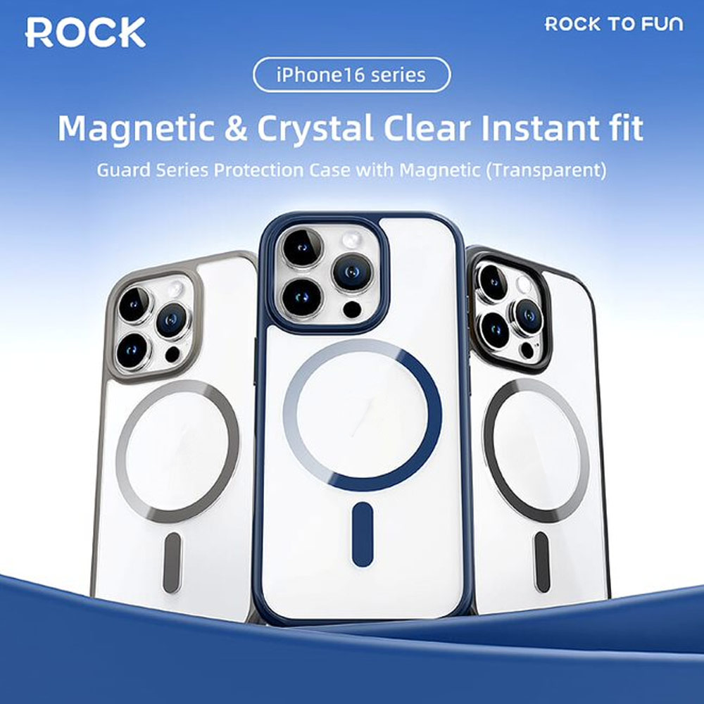Picture of Apple iPhone 16 6.1 Case | Rock Guard Clear Transparent Magsafe Compatible Drop Protection Case for iPhone 16 6.1 (Clear Black)
