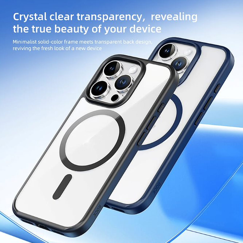Picture of Apple iPhone 16 6.1 Case | Rock Guard Clear Transparent Magsafe Compatible Drop Protection Case for iPhone 16 6.1 (Clear Black)