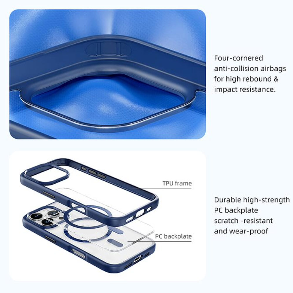 Picture of Apple iPhone 16 6.1 Case | Rock Guard Clear Transparent Magsafe Compatible Drop Protection Case for iPhone 16 6.1 (Clear Black)