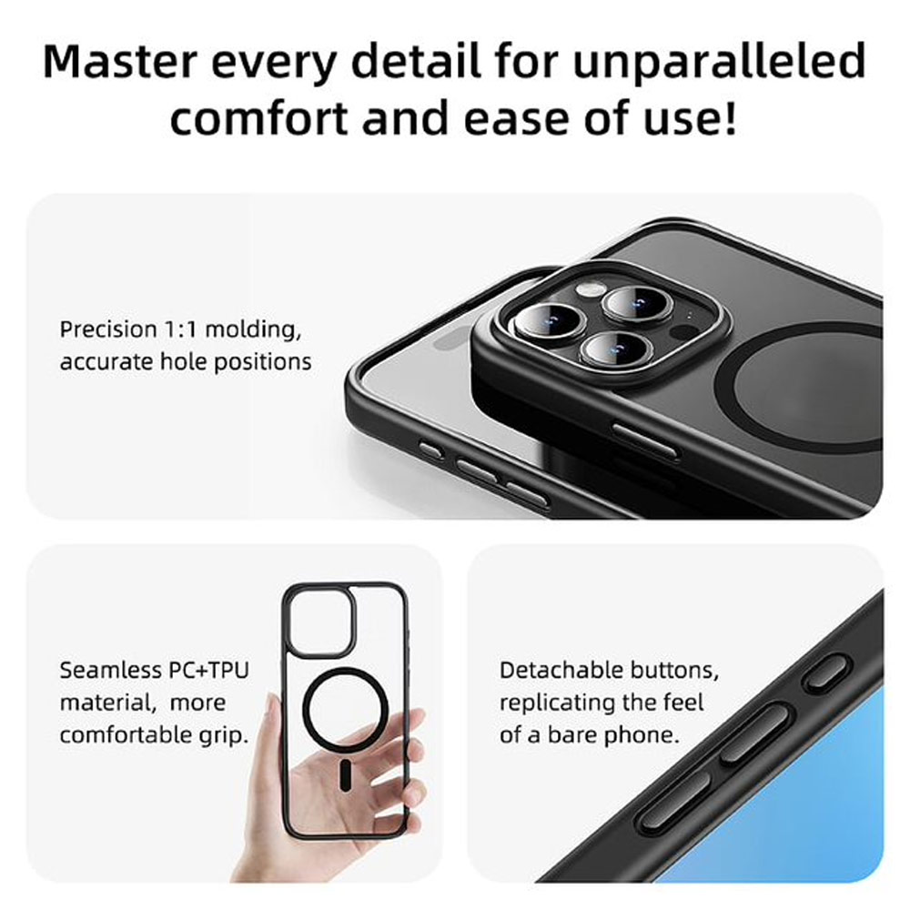 Picture of Apple iPhone 16 6.1 Case | Rock Guard Clear Transparent Magsafe Compatible Drop Protection Case for iPhone 16 6.1 (Clear Black)