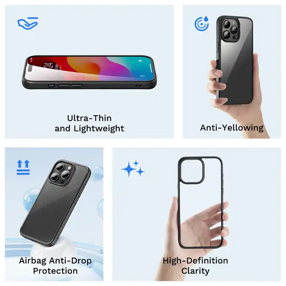Picture of Apple iPhone 15 6.1 Case | Rock Guard Ultra Thin Light Weight Drop Protection Case for iPhone 15 6.1 (Black)