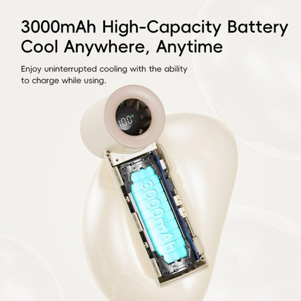 Picture of Rock 5 Ultra Speed Strong Wind Force Portable Mini Handheld Fan 3000mAh 17400RPM (Beige)