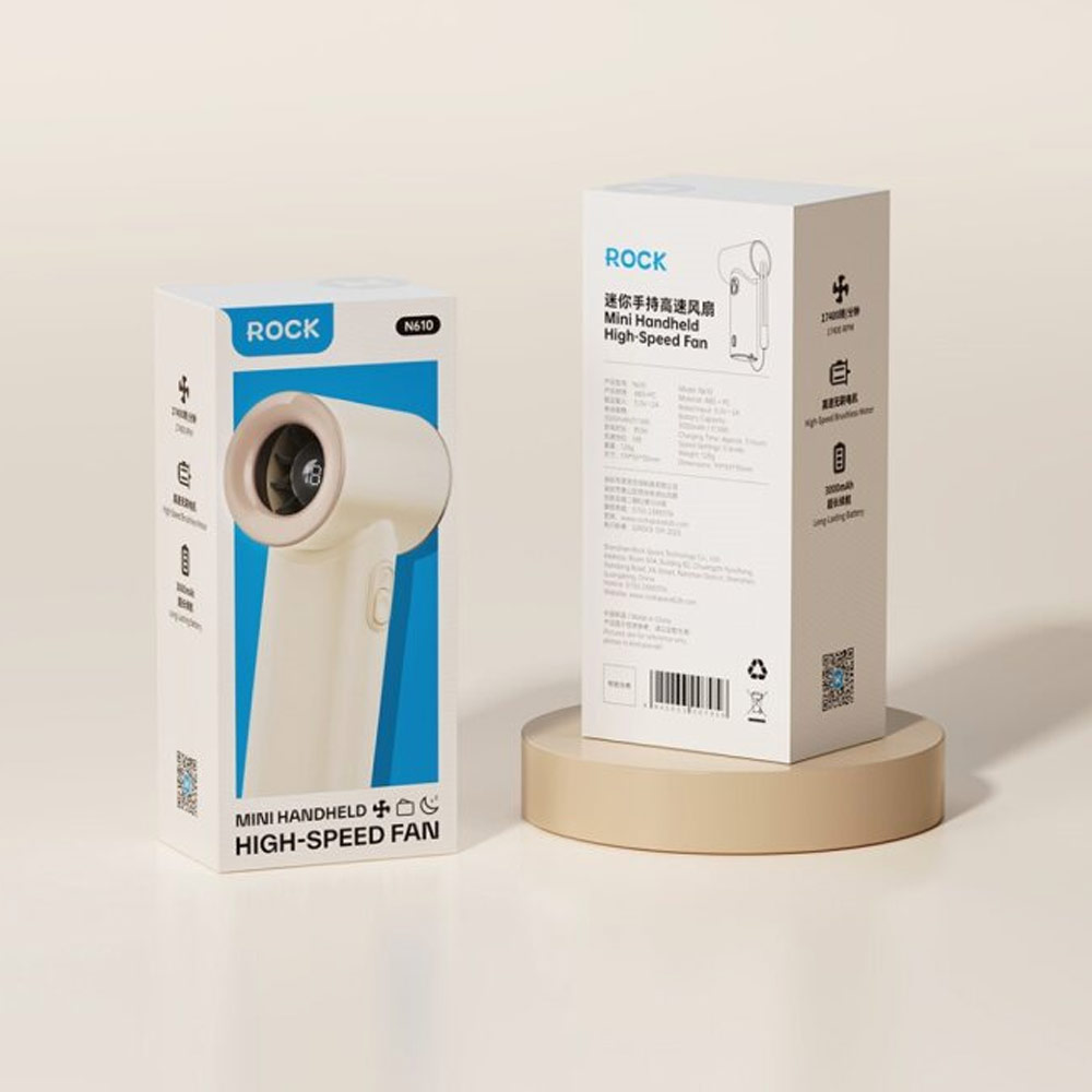 Picture of Rock 5 Ultra Speed Strong Wind Force Portable Mini Handheld Fan 3000mAh 17400RPM (Beige)