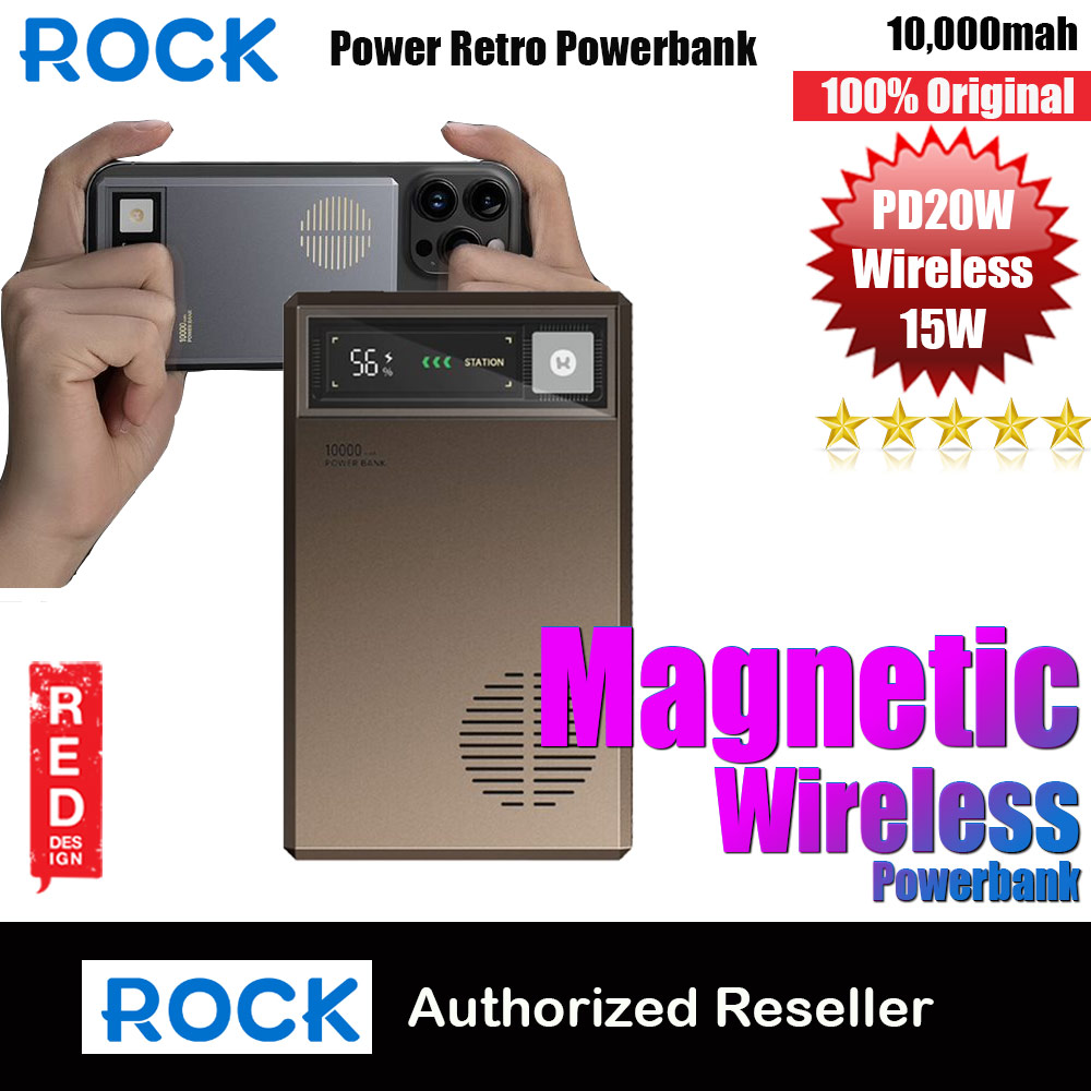 Picture of Rock CCC 3C Certified Power Bank Retro PD20W 15W Magnetic Wireless Charging Fast Charge 10000mAh Travel Portable Small Palm Size Compact Mini Slim Thin Power Bank powerbank (Golden) Red Design- Red Design Cases, Red Design Covers, iPad Cases and a wide selection of Red Design Accessories in Malaysia, Sabah, Sarawak and Singapore 