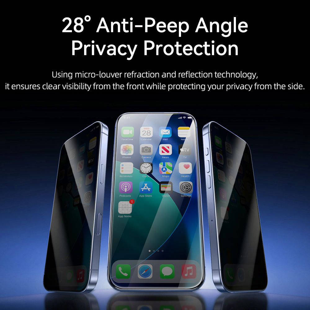 Picture of Apple iPhone 17 6.3  | Rock Anti Peep HD Full Coverage Tempered Glass for iPhone 17 Pro | 17 6.3 (Privacy)