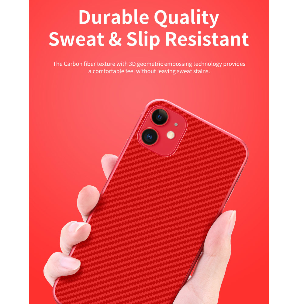 Picture of Apple iPhone 11 6.1  | Rock Space Custom Made for All Phone Model Carbon Fiber Series Back Film Protector Sticker for Any Phone Model (Black)